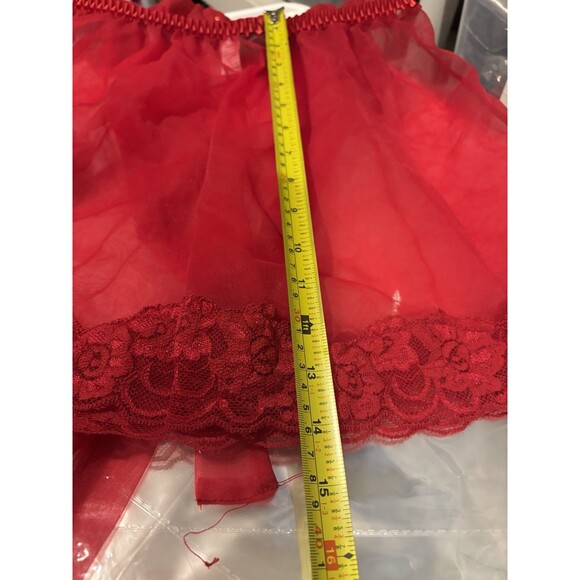 Vtg Fredericks Of Hollywood Red Babydoll Nightie Dress sz M Lingerie Mesh Gothic - Picture 3 of 15